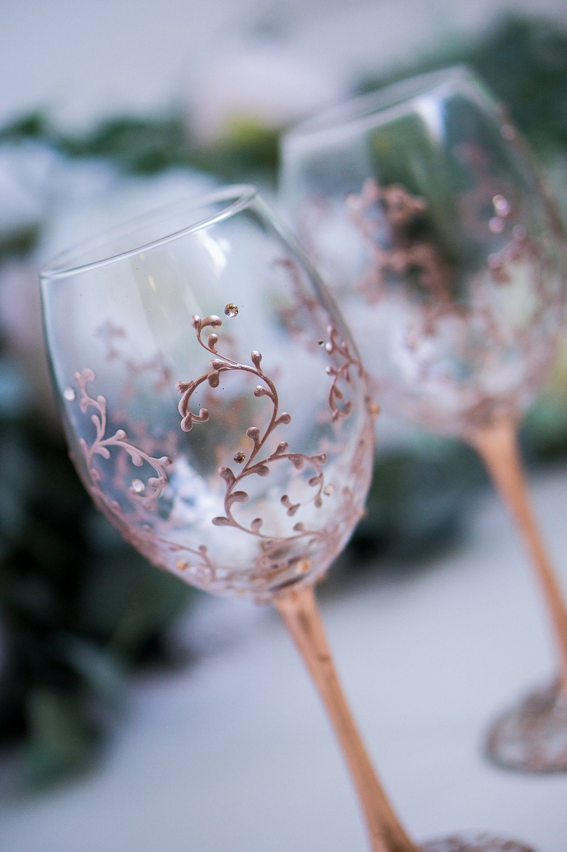 Rose Gold Wedding Wine Glasses for Bride and Groom 2Pcs Etsy