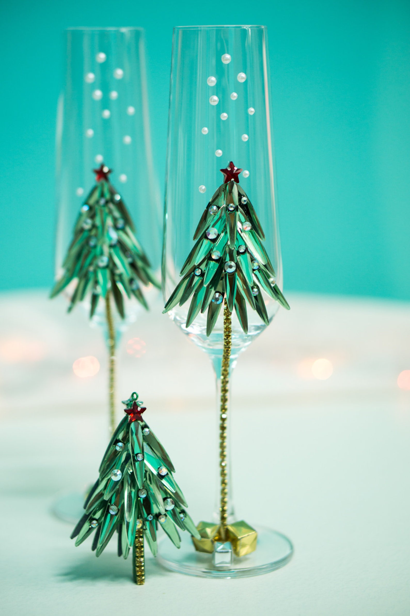 Christmas Flutes with Trees for Winter Wedding Centerpieces | Etsy