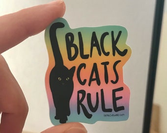 BLACK CAT STICKER, Waterproof Vinyl Sticker, Cats quote, Dopamine Colors, Laptop stickers, Water Bottle stickers, Sticker for Cat Lovers