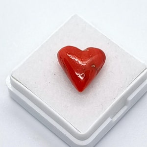Cabochon di corallo rosso a forma di cuore di qualità AAA - Cabochon di corallo rosso italiano naturale di grandi dimensioni - Cabochon sciolto di corallo - Pietra preziosa - Cabochon ovale rosso - Creazione di gioielli