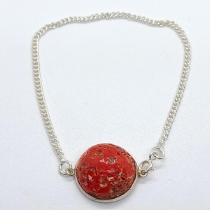 925 Sterling Silver Red Coral Bracelet-Natural Coral Bracelet-Vintage Coral Gemstone Handmade Bracelet-Statement Bracelet-7 Inches Bracelet