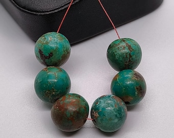 Tibetan Turquoise Round Beads 6 Inch Strand: Genuine Gemstone Jewelry Making