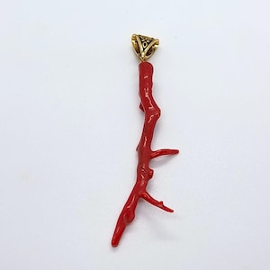 Colgante de coral rojo genuino para fiesta de cumpleaños, coral rojo sangre, natural, pulido en bruto, colgante/ramas/regalo para ella