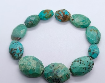 Bracelet Vintage Réglable - Perles Turquoise Et Argent - Arbre De Vie - Occasion Parfait