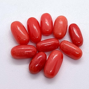 Lote de cabujón ovalado de coral rosa natural: cabujón de coral rojo italiano Piedra preciosa de cabujón de coral rojo 100 % auténtica para hacer hermosas joyas