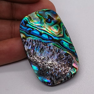 Cabujón de concha de abulón natural - Piedra preciosa de abulón natural - Piedra preciosa de concha de abulón de fuego - Concha de abulón - Cabujón de abulón - Fabricación de joyas con concha de Paua