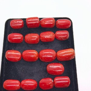 Lot de cabochon de corail rouge méditerranéen - Cabochon de corail rouge - 100 % corail rouge naturel, pierre ovale, cabochon de corail rouge véritable pour la fabrication de bijoux
