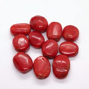 Lot de cabochons de corail rouge italien - Cabochon de corail rouge - 100 % pierres précieuses de corail rouge naturel - Cabochon de corail rouge véritable pour la fabrication de bijoux