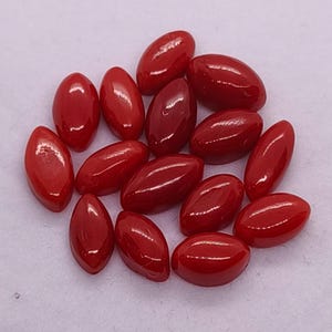 Lote de cabujón de coral rojo intenso natural en forma de marquesa: cabujón suelto de coral rojo sangre de buey en forma de marquesa, piedra preciosa: cabujón de coral hecho a mano para hacer