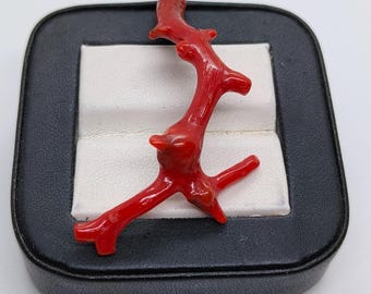 Oxblood Red Coral Branch: Vintage Polished Gemstone (52mm)