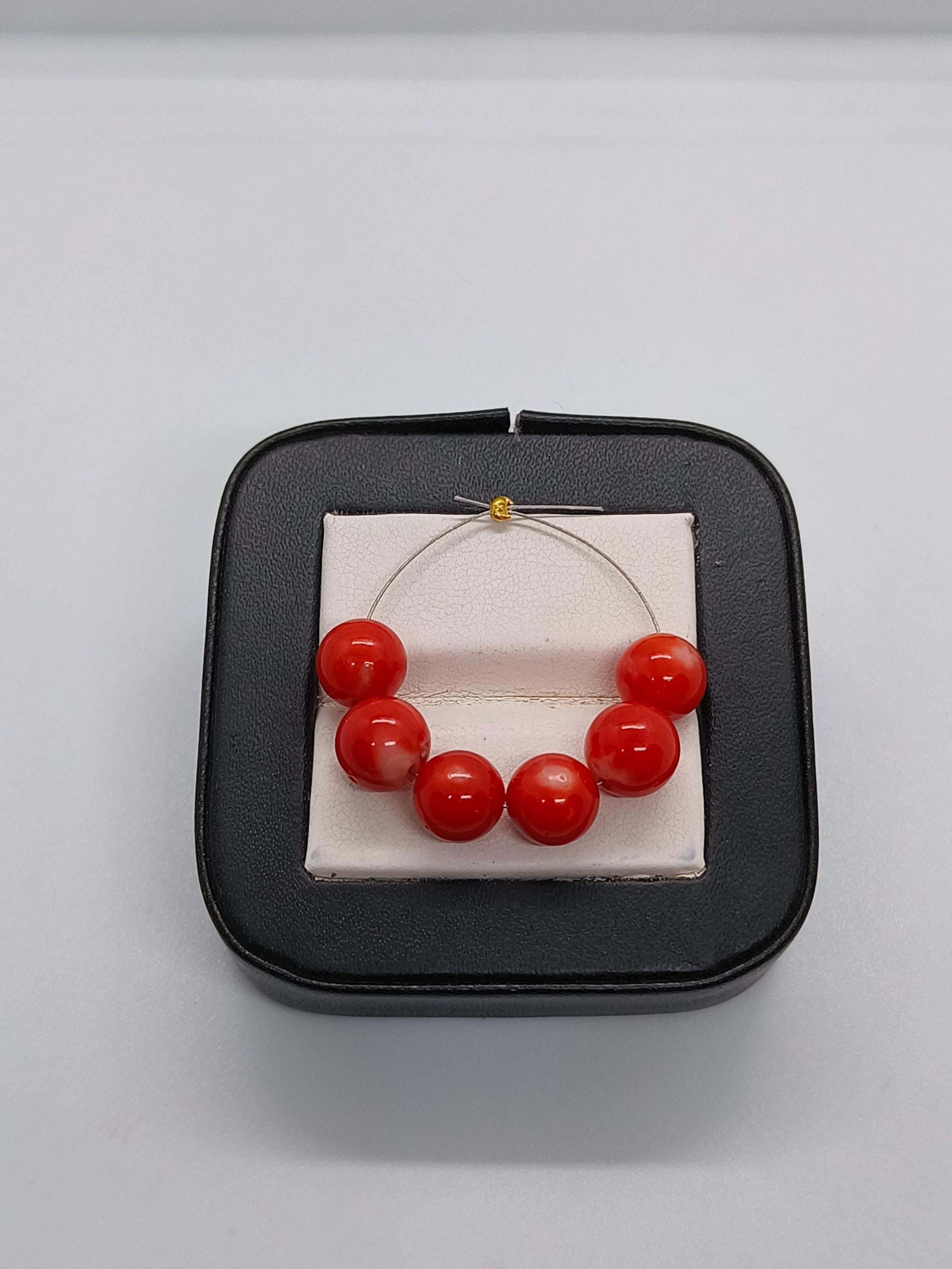 8MM 100%Natural Japanese Red Coral Round Beads-One Of The Kind Gemstone-Vintage Deep Japanese Momo  Coral Beads For making Jewelry