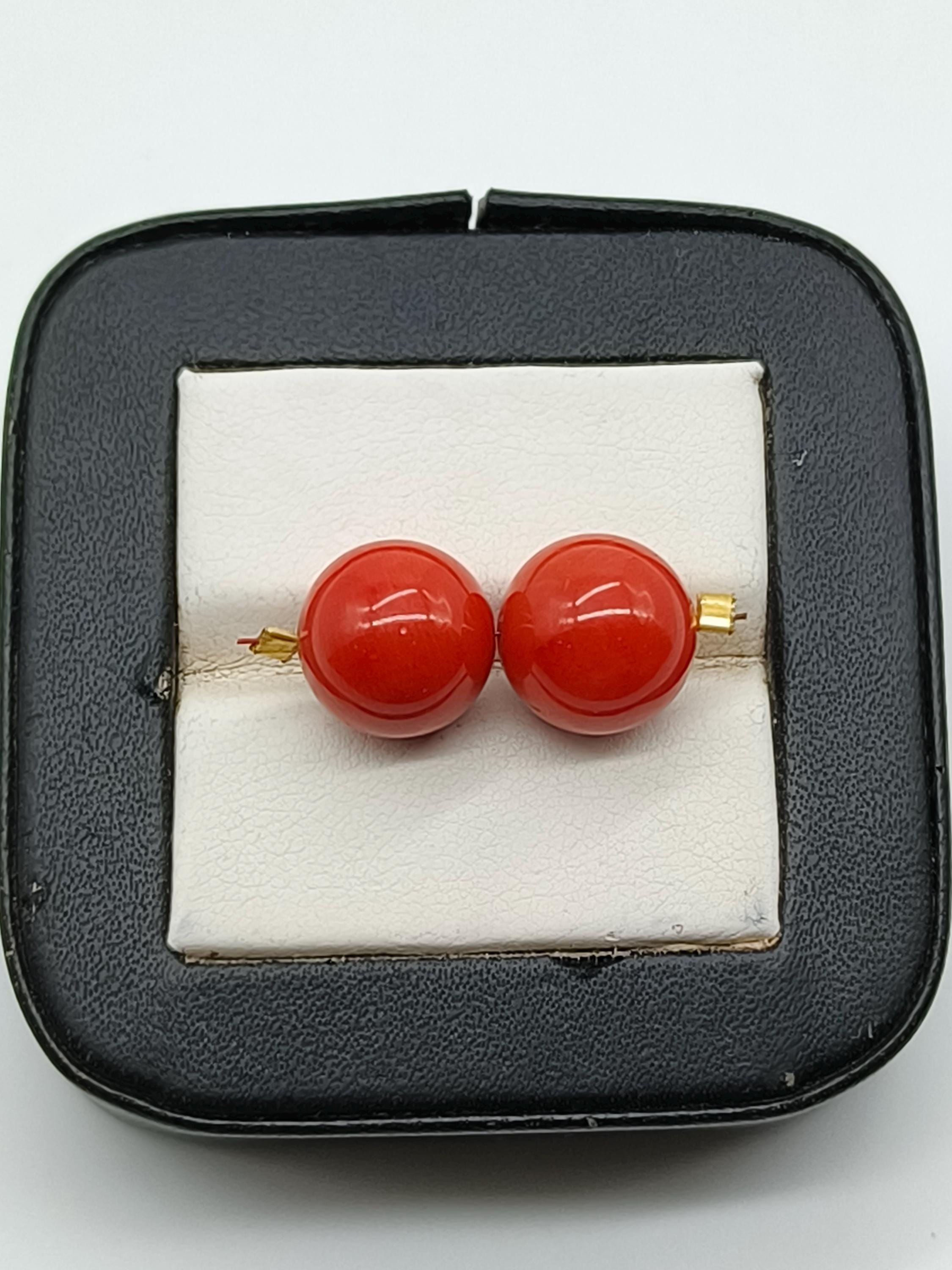 天然日本産赤珊瑚ビーズ｜磨き仕上げラウンドペア、11mm - Etsy 日本