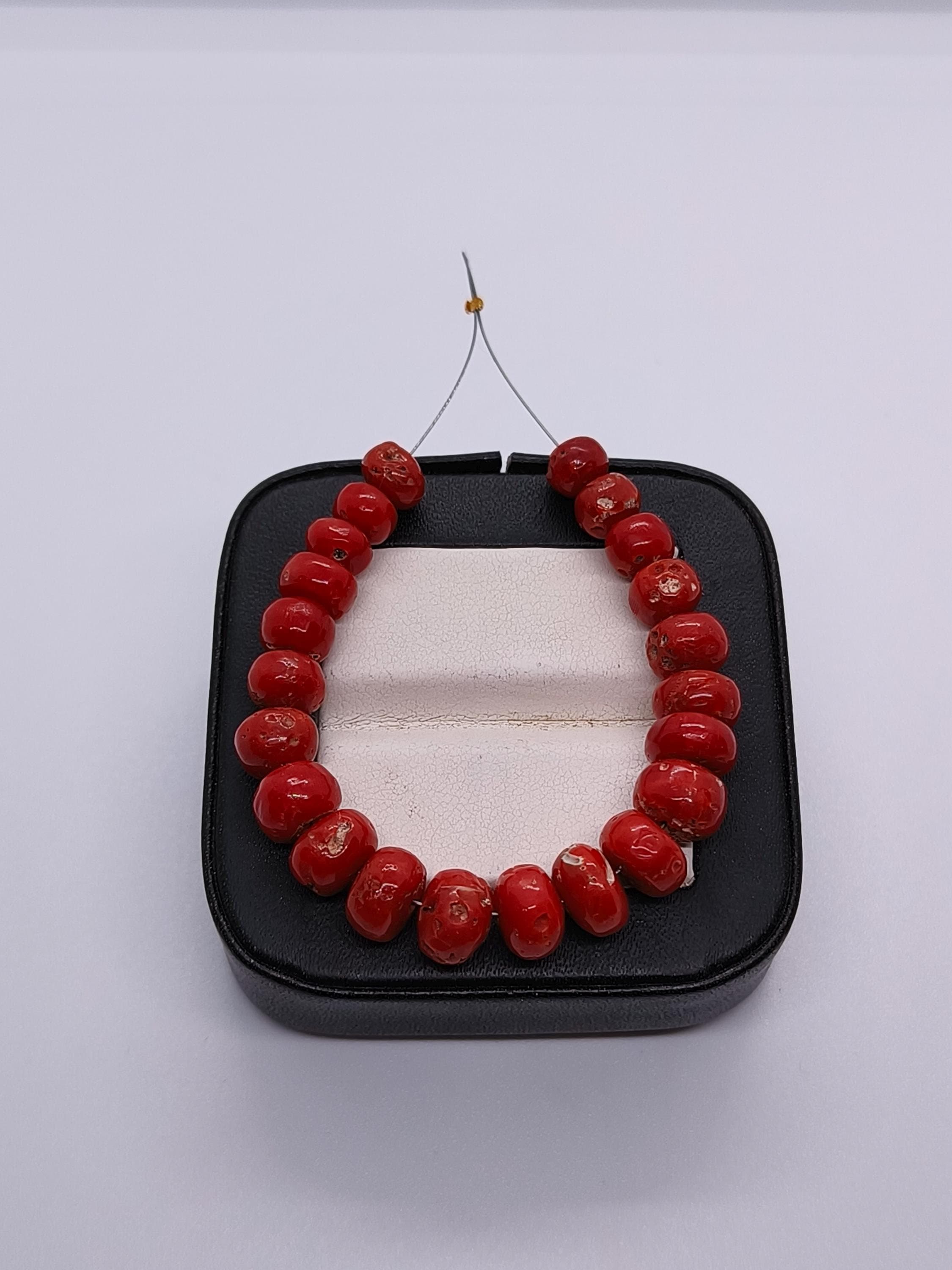 Lot De Perles De Corail Rouge - Environ 40cm (pour 1 Collier) - Sans Fermoir - Neuf Sans Emballage