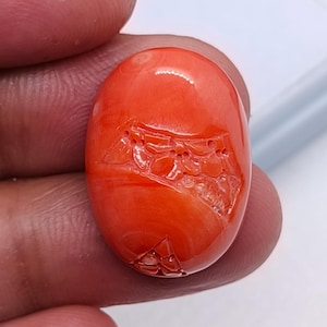 Zeldzame Japanse koraal gesneden cabochon-(ook bekend als koraal) goedkoop geprijsd voor reden-natuurlijk Japans uitgebreid ovaal snijwerk cabochon sieraden maken M193