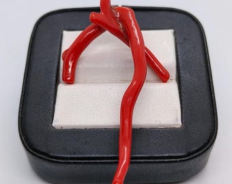 Ramo di corallo rosso italiano: colore intenso, bastoncino lucidato, creazione di gioielli