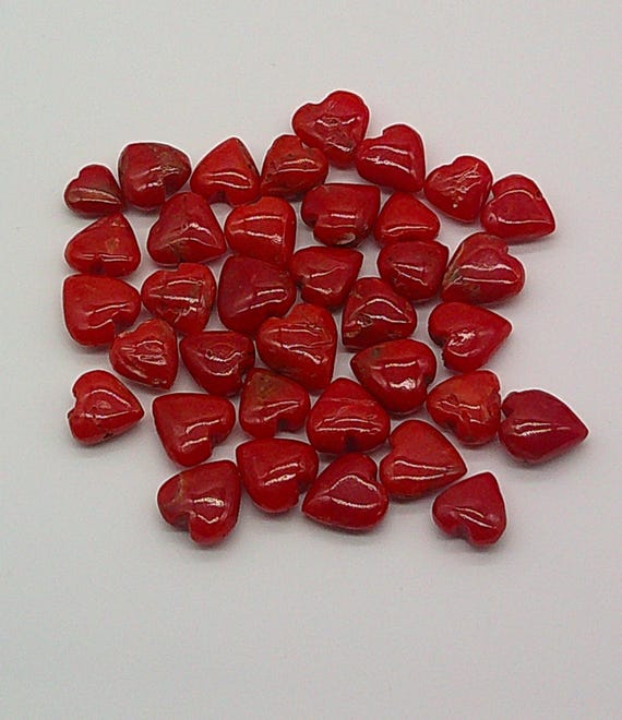 Oxblood Red Coral Heart Beads: Natural Italian Gemstone, 7/10mm - Etsy