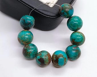 Genuine Tibetan Turquoise Round Beads: 10.5/11mm Jewelry Making