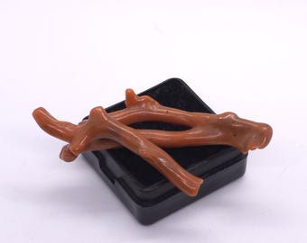 Natural Italian Orange Coral Branch: Vintage Antique Rough Coral, 57mm
