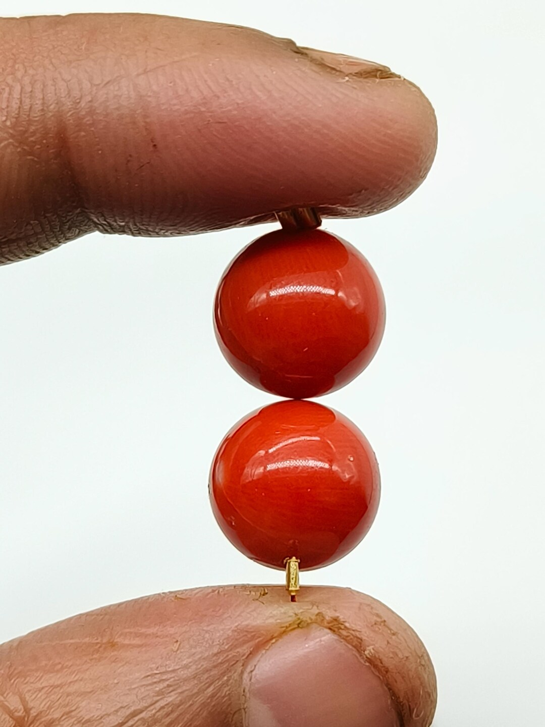 天然日本産赤珊瑚ビーズ｜磨き仕上げラウンドペア、11mm - Etsy 日本