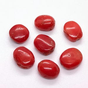 Lot de cabochons de corail rouge non teints - Cabochon de corail rouge - 100 % pierres précieuses de corail rouge naturel - Cabochon de corail rouge italien pour la fabrication de bijoux