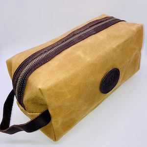 Waxed Canvas Full Grain Leather Trim Dopp Kit/Toiletry Bag