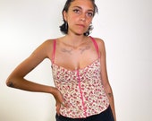 Vintage y2k 00s d G corset floral and denim top