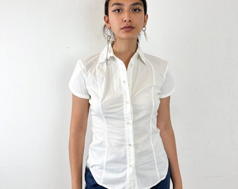 Vintage y2k VERSACE shirt sleeved white shirt