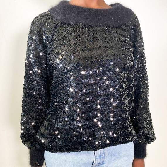 BlingArchive Vintage 90s Sequins Mohair Black Jumper