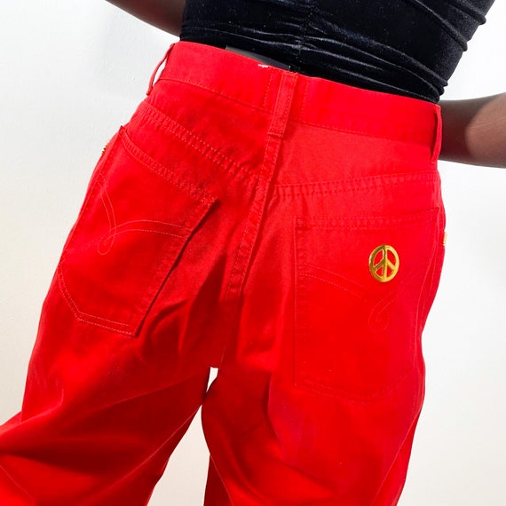 Vintage 90s MOSCHINO red high waisted pants - image 3