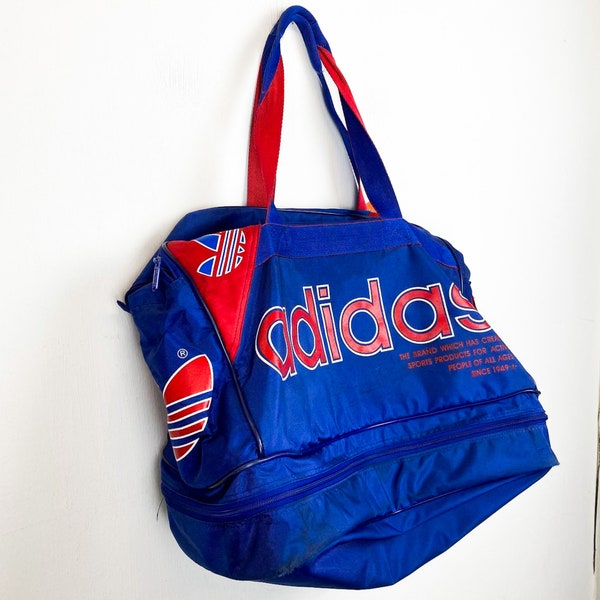 Vintage 80s ADIDAS ORIGINALS gimnasio bolso azul y rojo xxl