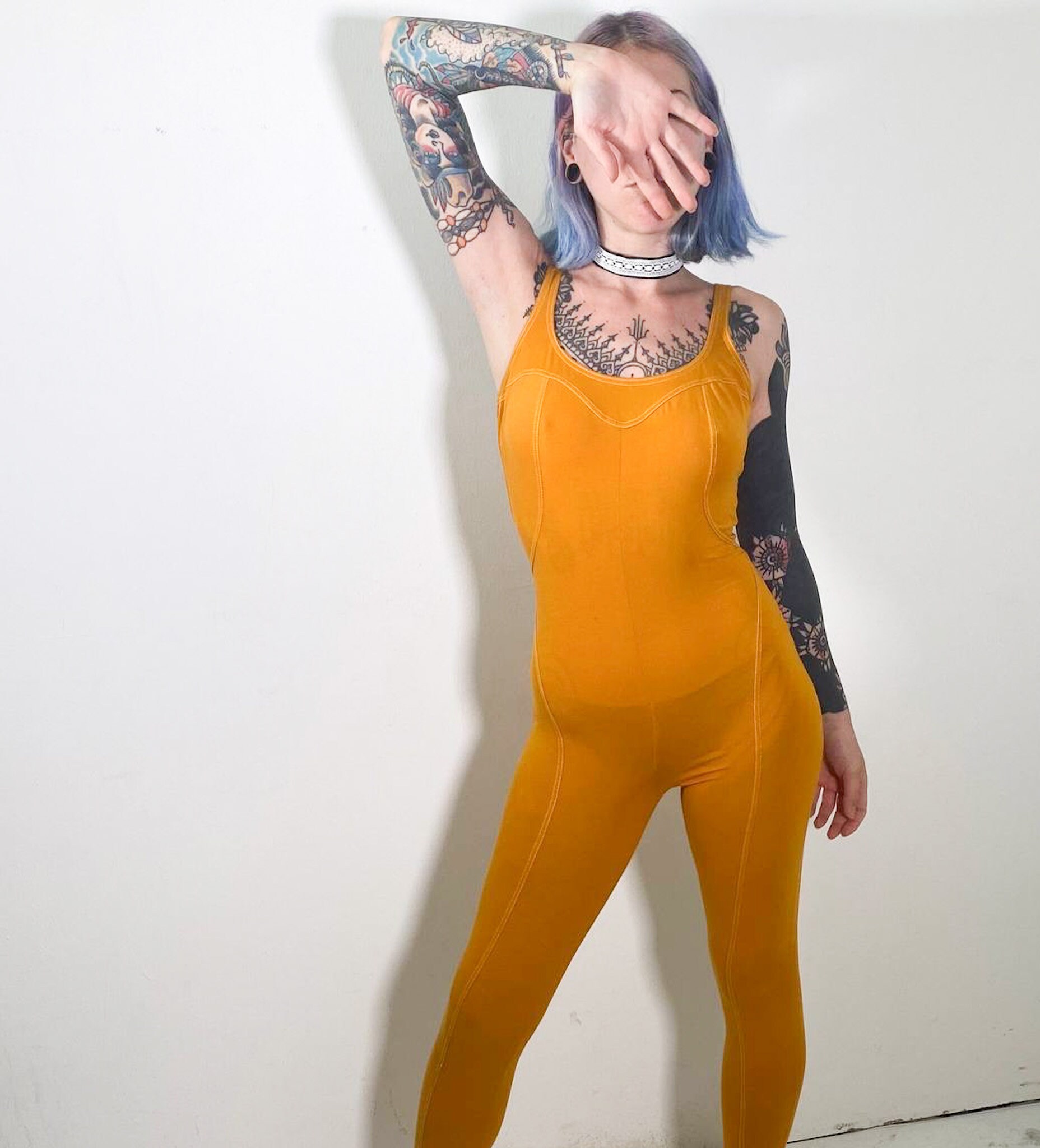 Vintage s Orange Jumpsuit Leggings Yoga   Etsy