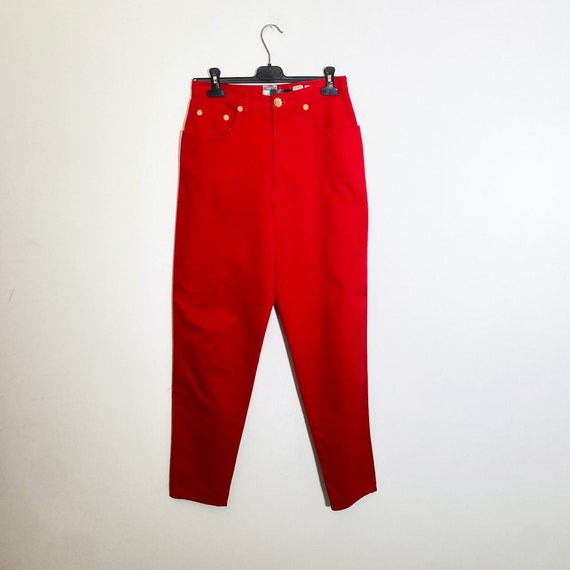 Vintage 90s MOSCHINO red high waisted pants - image 4