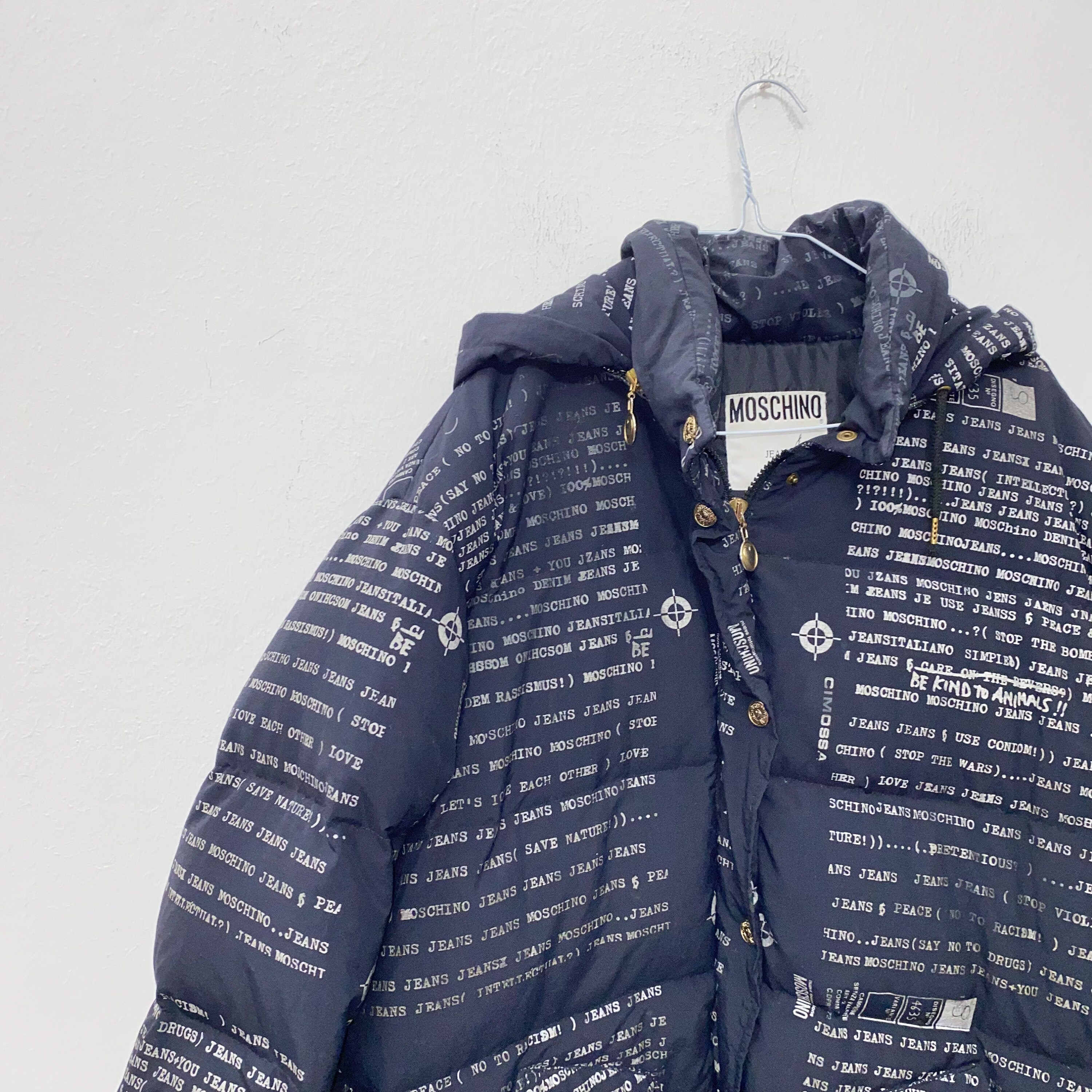 Vintage 90s MOSCHINO Lettering Puffy Goose Down Jacket Etsy UK