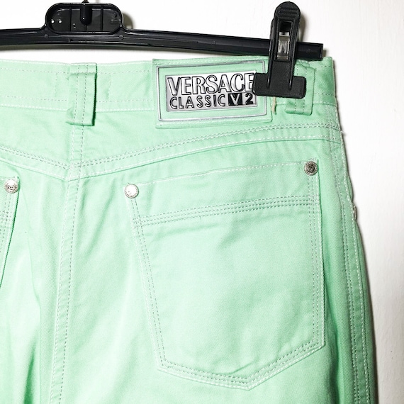Vintage 90s VERSACE green mint straight trousers - image 6