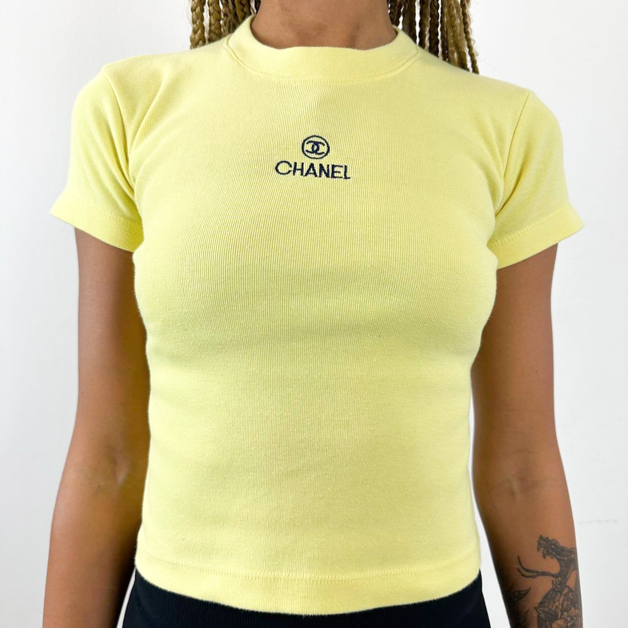Vintage 90s CC Chanel Bootleg Yellow T-shirt -  India