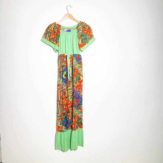 Vintage 70s maxi green dress - image 3