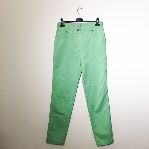 Vintage 90s VERSACE green mint straight trousers - image 4