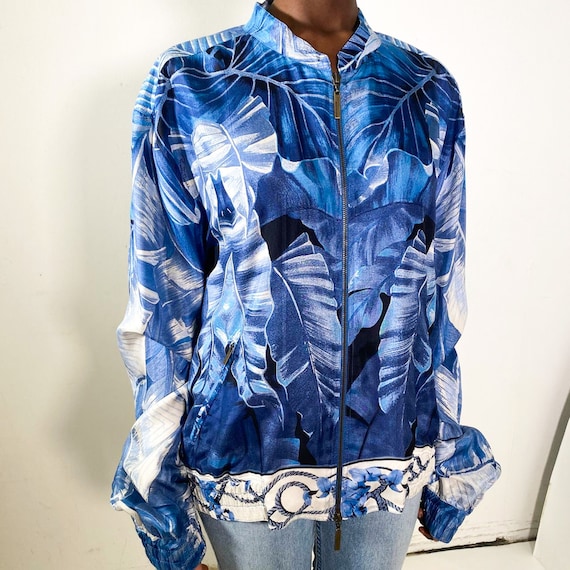 Vintage y2k ROBERTO CAVALLI blue silk jacket - image 1