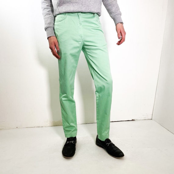 Vintage 90s VERSACE green mint straight trousers - image 1
