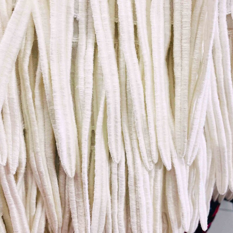 Vintage 80s fringe leaf white skirt