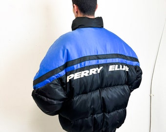 Vintage 90s PERRY ELLIS blue bomber puffer jacket oversized