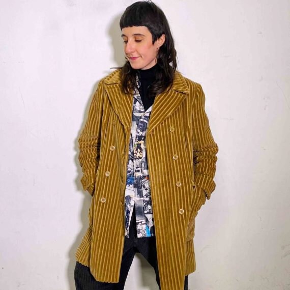 Vintage 90s Corduroy khaki trench coat