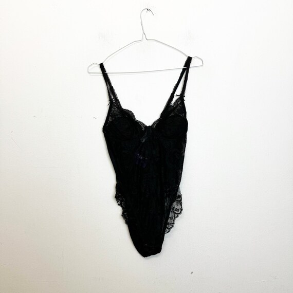 VIntage 90s LA PERLA łące and lycra black bodysui… - image 3