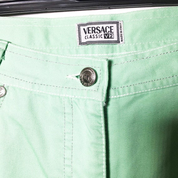 Vintage 90s VERSACE green mint straight trousers - image 7