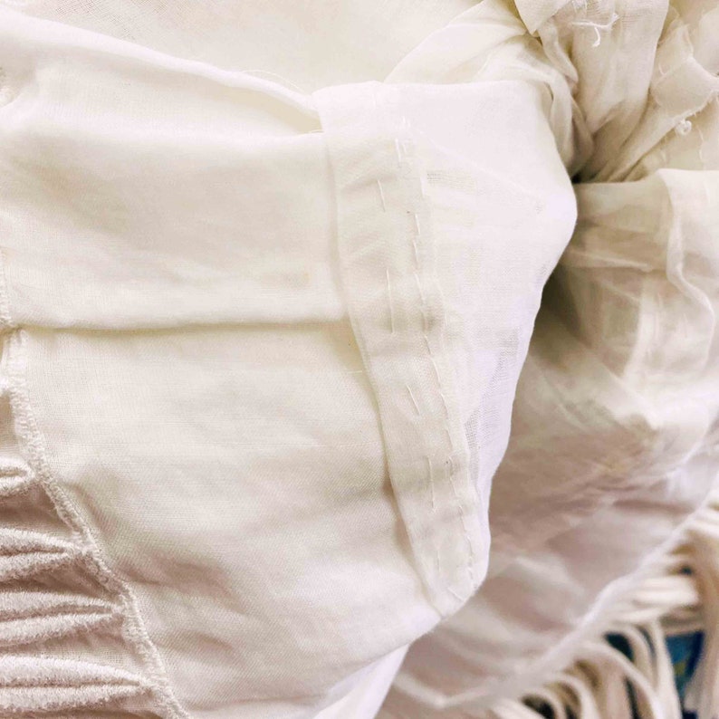 Vintage 80s fringe leaf white skirt