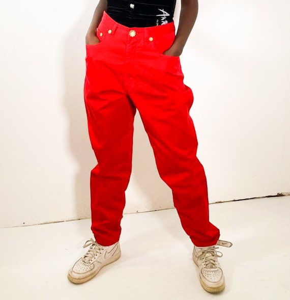 Vintage 90s MOSCHINO red high waisted pants - image 1