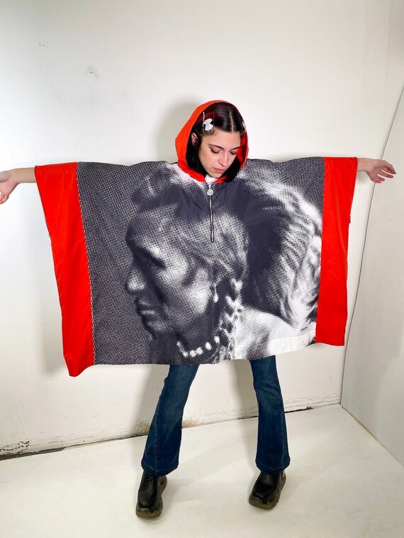 Vintage 90s Rare JC/DC de Castelbajac Rain Hooded Poncho Native Printed