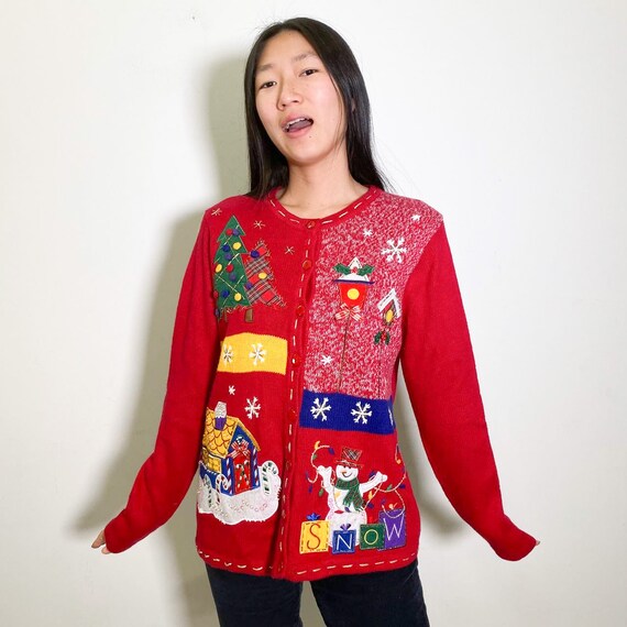 Vintage 90s Christmas Cardigan With 