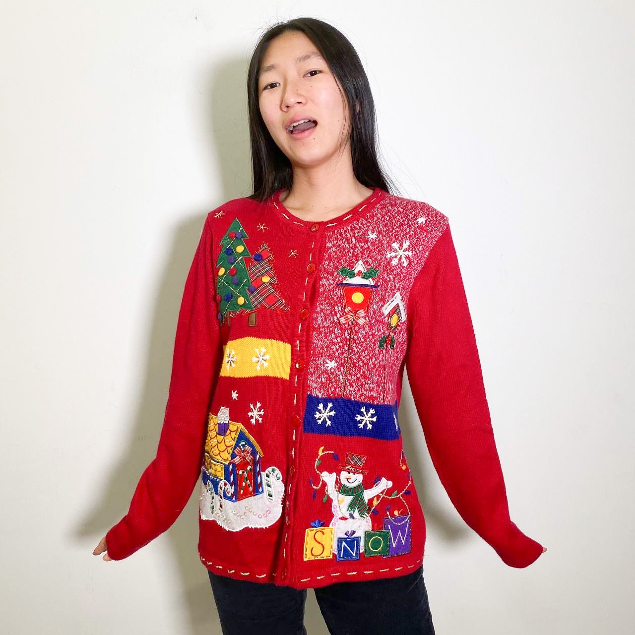 Vintage 90s Christmas Cardigan With 