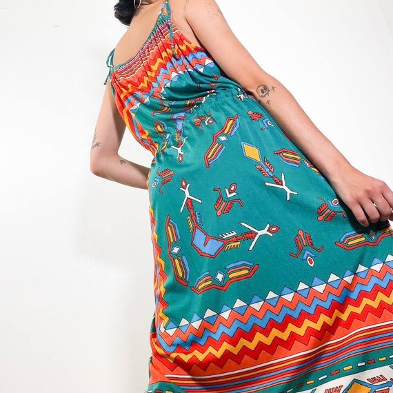 VINTAGE 1970S maxi aztec fantasy dress - image 3